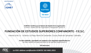 La FESC obtiene certificación ICONTEC ISO 9001:2015